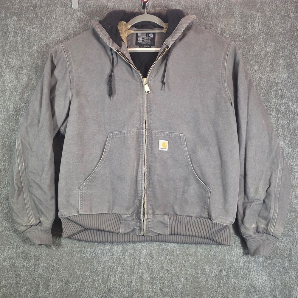 VTG Carhartt J140-GVL Men's L Gravel Gray USA Made Distressed Work Jacket